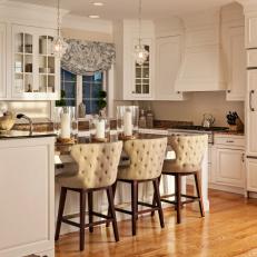 White Open Plan Kitchen With Silver Shade