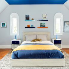 Contemporary Kid's Room With Blue Ceiling