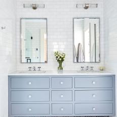 White Double Vanity Bathroom With Gray Vanity