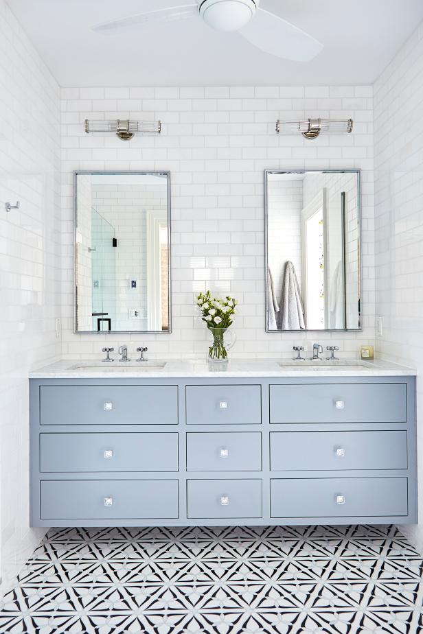 White Bathroom With Gray Vanity