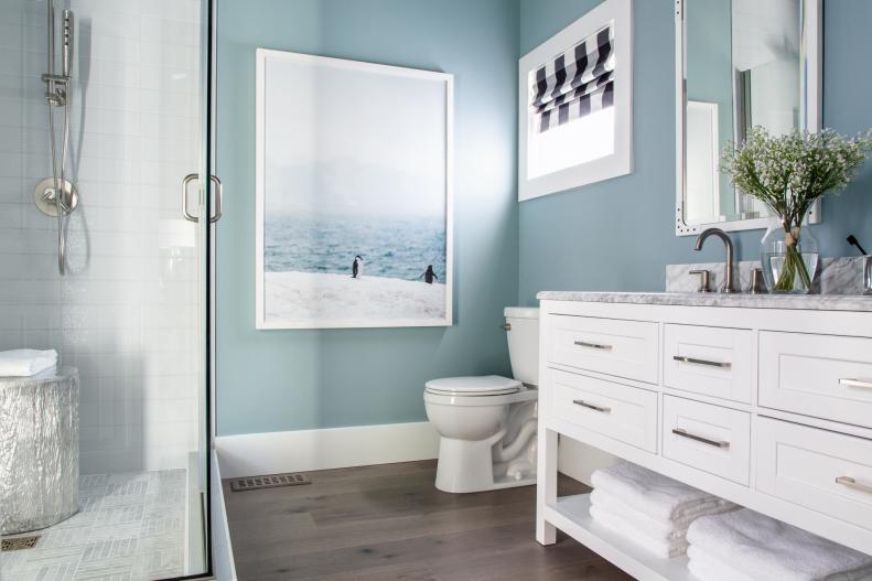 Blue Bathroom With Penguin Photo