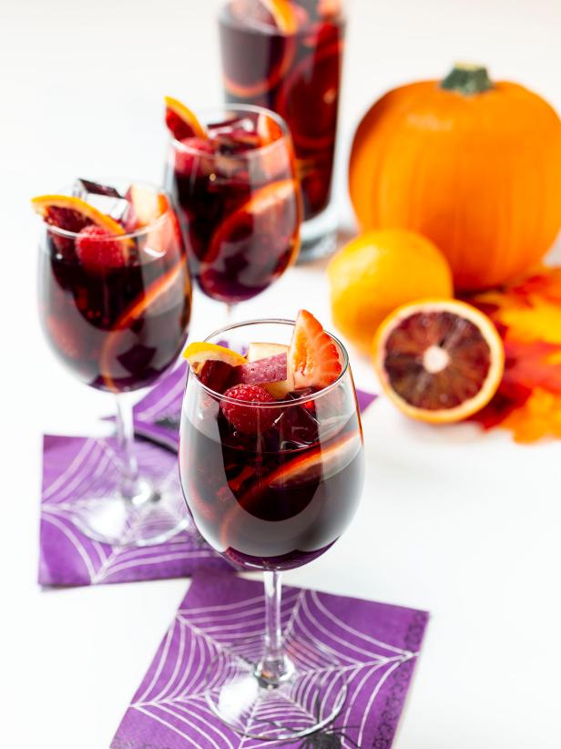 HGTV shows you how to make blood orange sangria for Halloween.