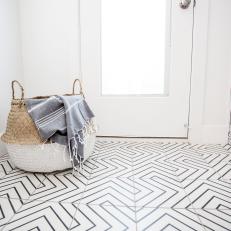 Black and White Bathroom With Basket