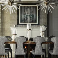 Art Deco Dining Room With Starburst Pendants