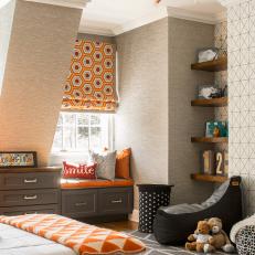 Gray and Orange Contemporary Kid's Room
