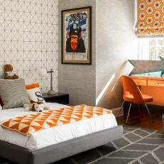 Contemporary Kid's Room With Orange Shade