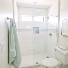 White Small Bathroom With Patterned Floor