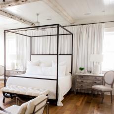 White Shabby Chic Bedroom With Canopy Bed