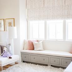 Contemporary Kid Room With Gray Window Seat