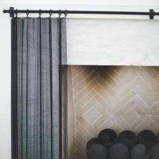 Fireplace With Mesh Curtain