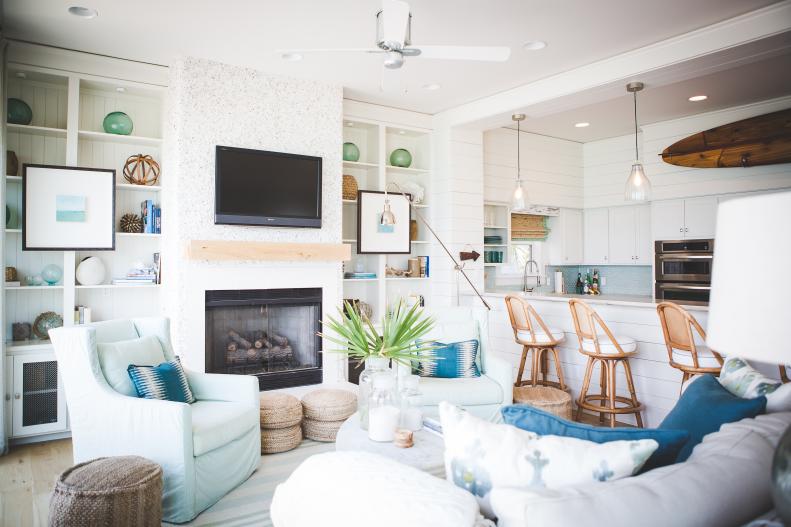 Coastal Living Room and Kitchen
