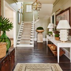 Green Eclectic Foyer With Green Vase