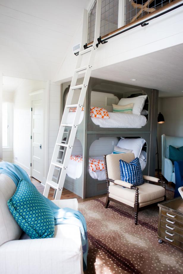 Guest Room Includes Cozy Reclaimed Wood Bunk Beds Hgtv