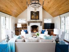 country-style family room with fireplace