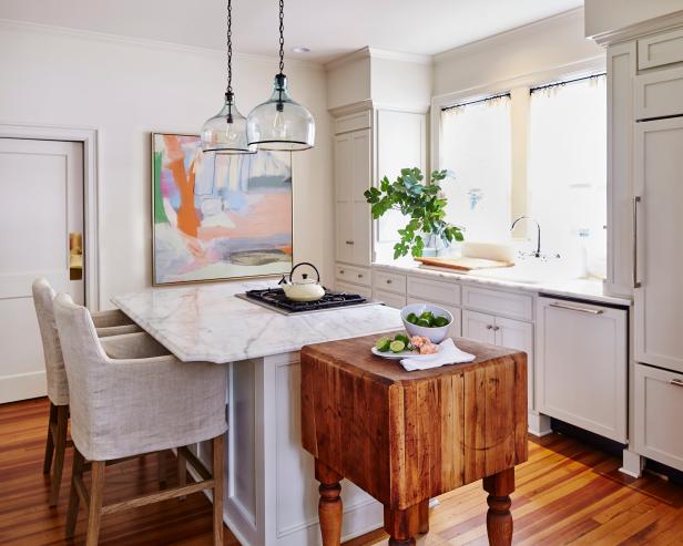 Small Contemporary Kitchen With Butcher Block Table Hgtv