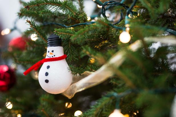 Upcycled Light Bulb Snowman Ornament