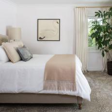 Neutral Master Bedroom With Speckled Carpet