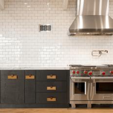 Industrial Chef Kitchen With Black Cabinets