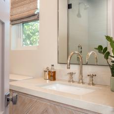 Single Vanity Bathroom With Fabric Shade