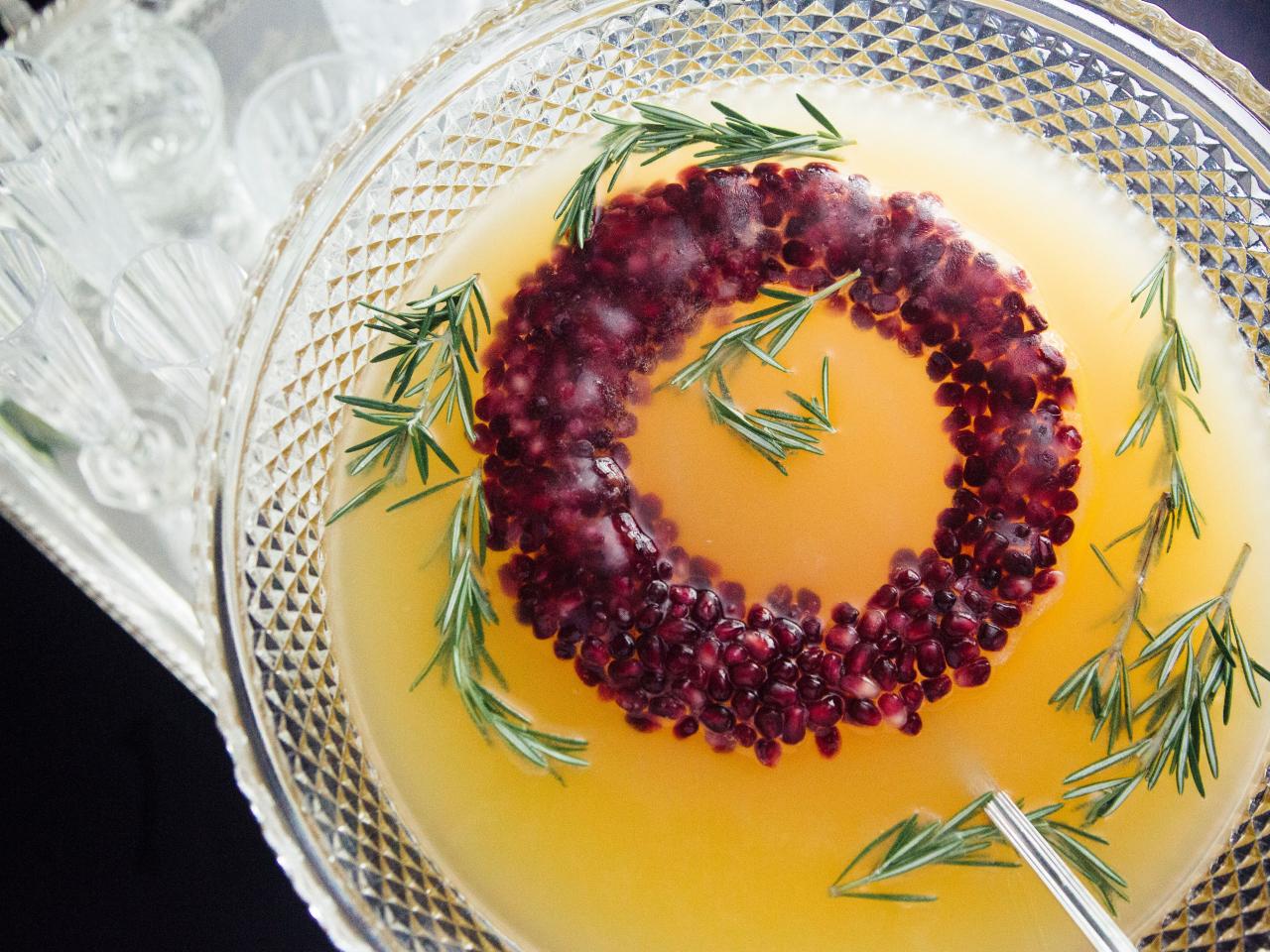 Blushing Champagne Punch with Citrus Ice Ring — Cooking with Class