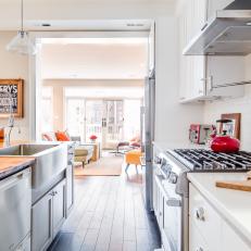 Eclectic Eat-In Kitchen Includes Chrome Apron Sink