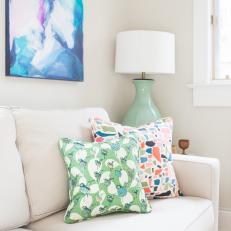 White Sofa With Colorful Pillows