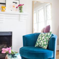 Multicolored Living Room With Blue Chair