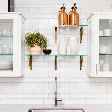 Glass Kitchen Shelves and Houseplant