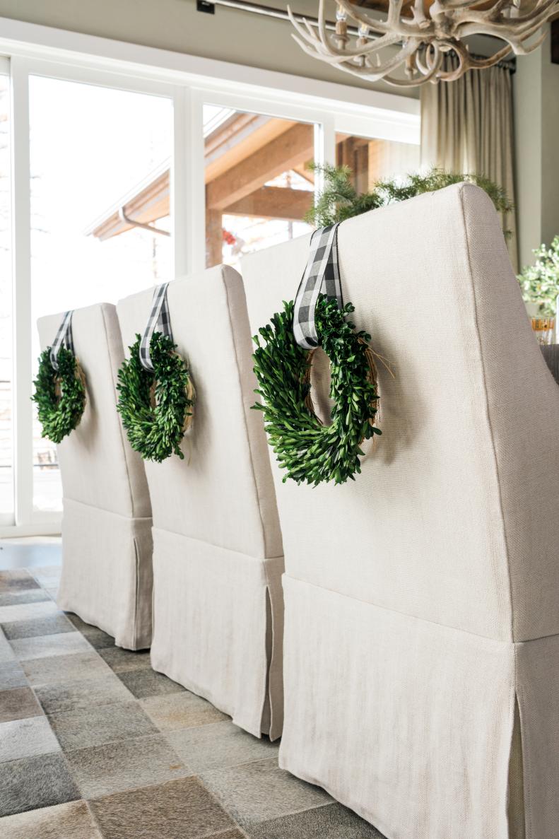 Wreaths on Dining Chairs