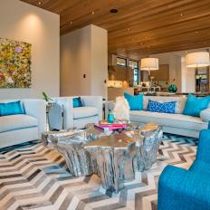Modern Living Room With Chevron Stripe Rug