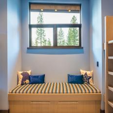 Blue Kid Room With Two Bunk Beds