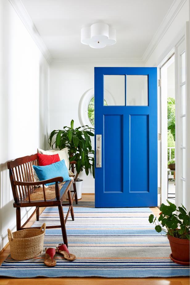 Contemporary Foyer With Blue Front Door Hgtv