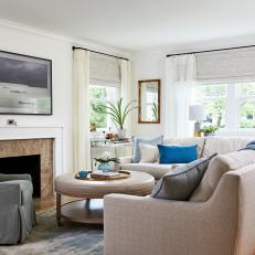 Neutral Family Room With Gray Armchair