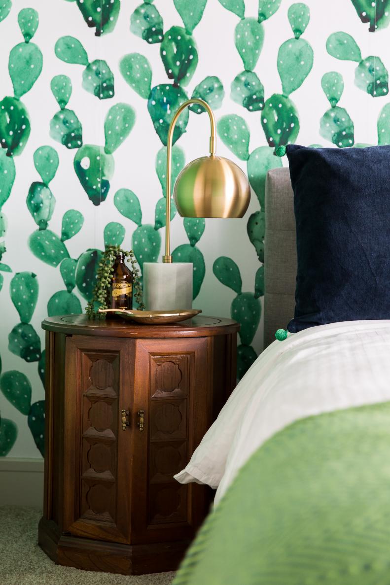 Nightstand and Cactus Wallpaper