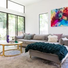 Modern Living Room With Teal Throw