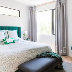Contemporary Gray and Green Bedroom