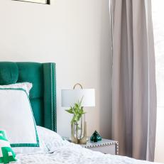 Contemporary Bedroom With Teal Headboard