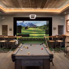 Deluxe Game Room Complete With Golf Simulator