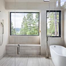 Modern Master Bathroom Includes Walk-In Shower, Soaking Tub