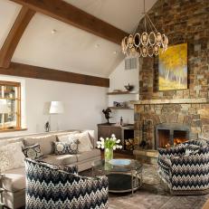 Traditional Stone Fireplace Makes Living Room Feel Extra Cozy