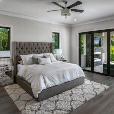 Gray Art Deco Master Bedroom and Patio