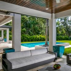 Covered Patio With Pool View
