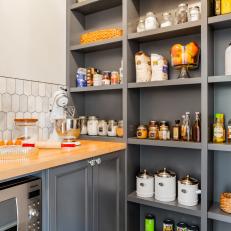 Pantry With Gray Shelves