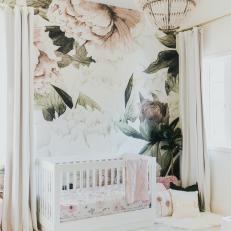 Shabby Chic Nursery With Floral Wallpaper
