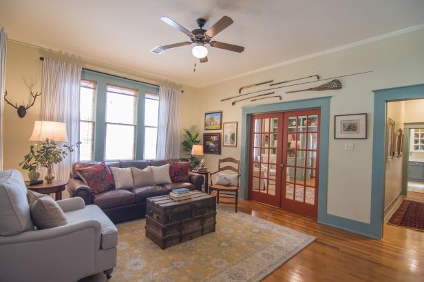Contemporary Neutral Living Room With Brown Ceiling Fan Hgtv