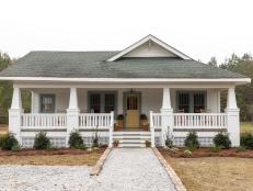 White Craftsman Home Exterior with Large Front Porch 