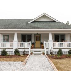 White Craftsman Home Exterior with Large Front Porch 