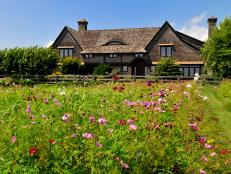 traditional home with meadow