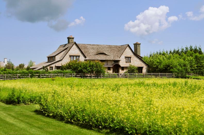 traditional home with meadow