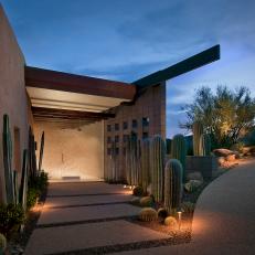 Front Walkway With Tall Cacti